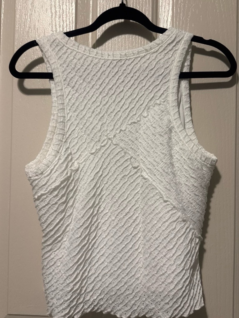 Women's White Textured Tank Top - Sleeveless Knit
